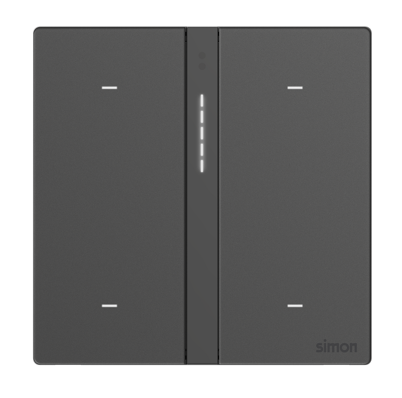 Module công tắc gồm  2 công tắc bối cảnh và 2 công tắc thường SImon M7 Smart màu xám đế vuông