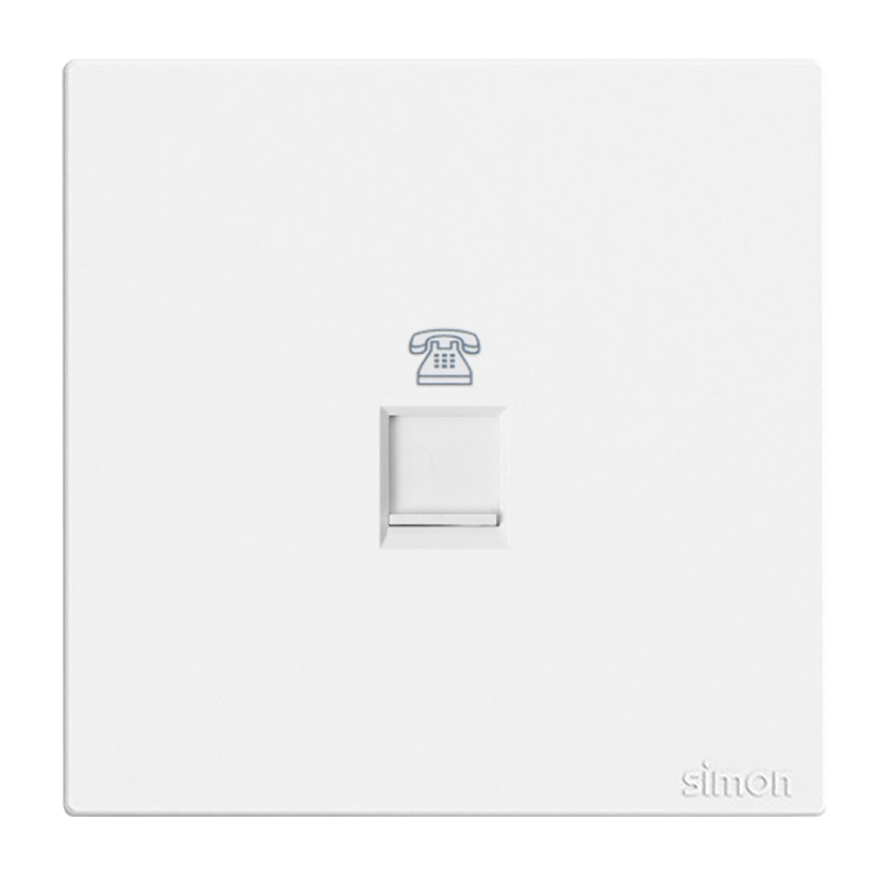 Ổ cắm điện thoại đơn Simon K3 575214 Màu trắng lắp chuẩn đế vuông