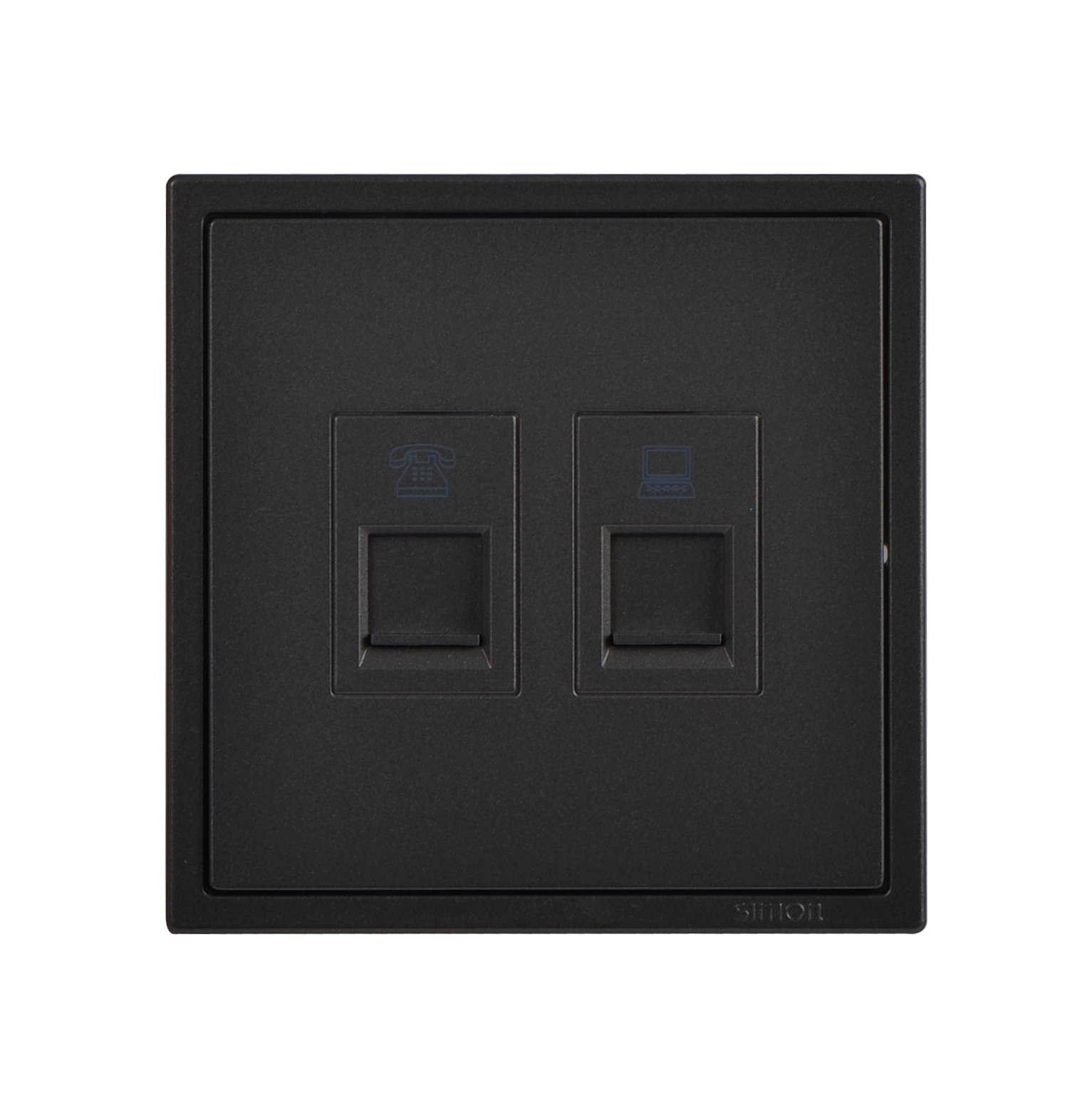 Ổ cắm điện thoại + dữ liệu Cat6e màu đen Simon I7 705229-26