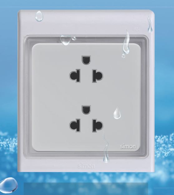 Mặt chống nước cho ổ cắm Simon S255 IP 44 lắp chuẩn đế vuông