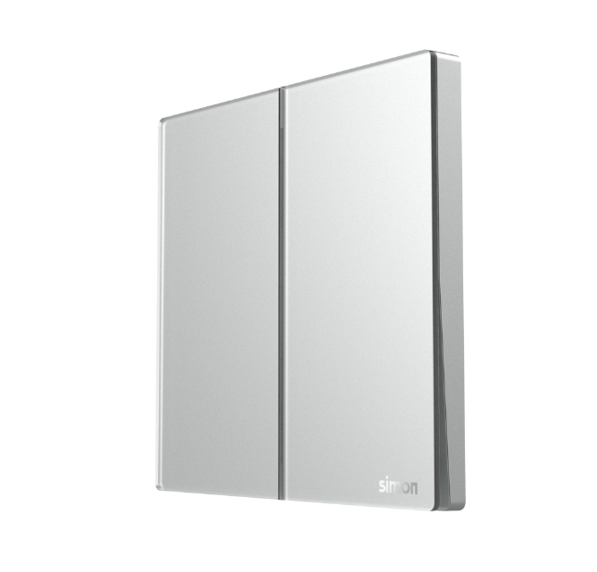 Module công tắc đôi 2 chiều màu bạc mặt kính Simon SeriesM7 661022G-4E lắp đế vuông