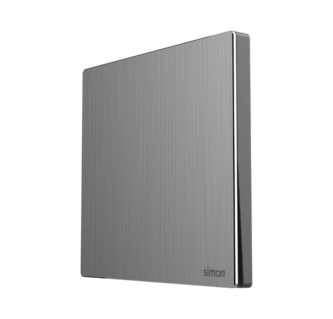 Module công tắc đơn 1 chiều màu ghi xám mặt kim loại Simon SeriesM7 661011M-2B lắp đế vuông