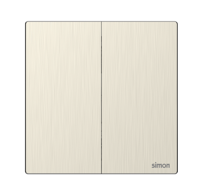 Module công tắc đôi 2 chiều màu vàng gold mặt kim loại Simon M7 661022M-2C lắp đế vuông