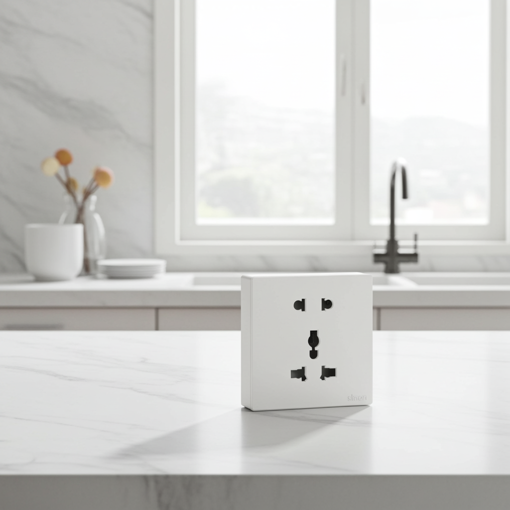 Module Ổ cắm 3 chấu đa năng và 2 chấu màu trắng Simon S6 581080V đế vuông