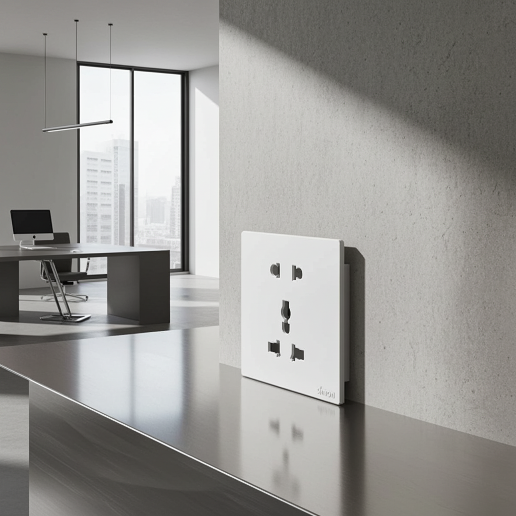 Module Ổ cắm 3 chấu đa năng và 2 chấu màu trắng Simon S6 581080V đế vuông