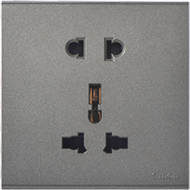Module Ổ cắm 3 chấu đa năng và 2 chấu màu ghi xám Simon S6 581080V-61 đế vuông