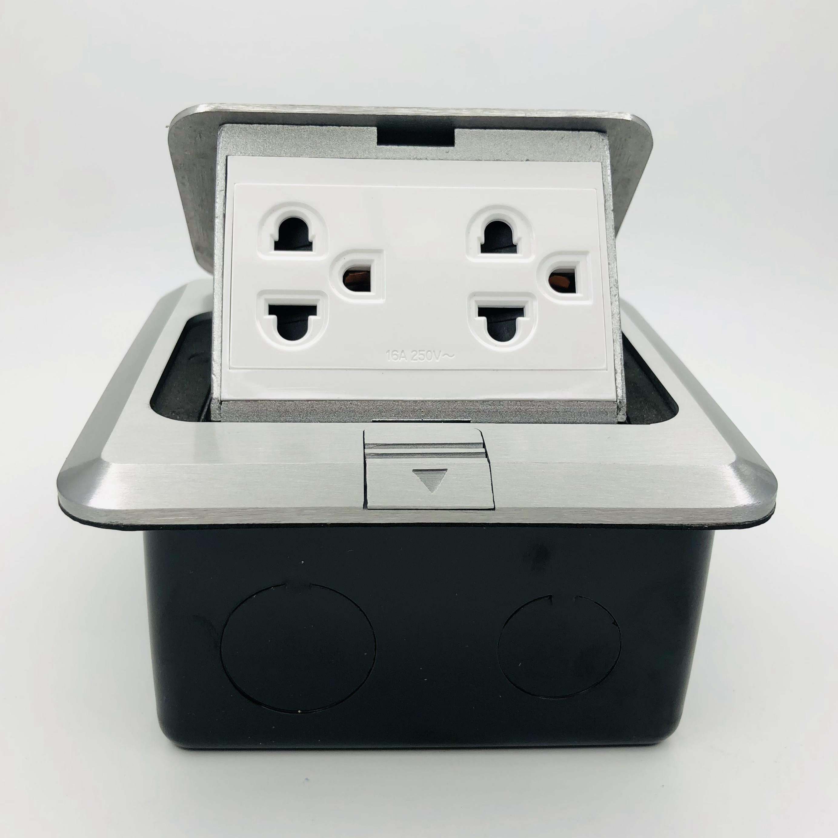 Module Ổ cắm âm sàn gồm 2 ổ cắm 3 chấu thường 16A màu Bạc Simon SEF5600