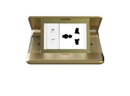 Module Ổ cắm âm sàn Simon ZD011080 gồm 1 ổ cắm đa năng + 1 ổ 2 chấu màu vàng