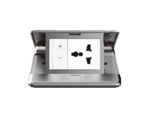 Module Ổ cắm âm sàn đa năng kèm ổ cắm 2 chấu Simon ZD021080 màu Bạc