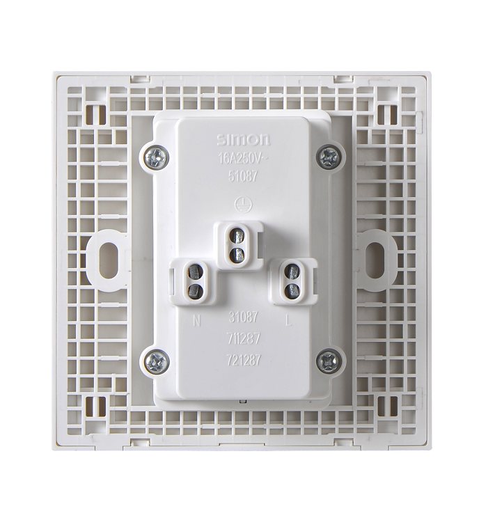 E6- Bộ Ổ cắm đôi chuẩn Âu-Mỹ 16A Simon 721287 Màu trắng