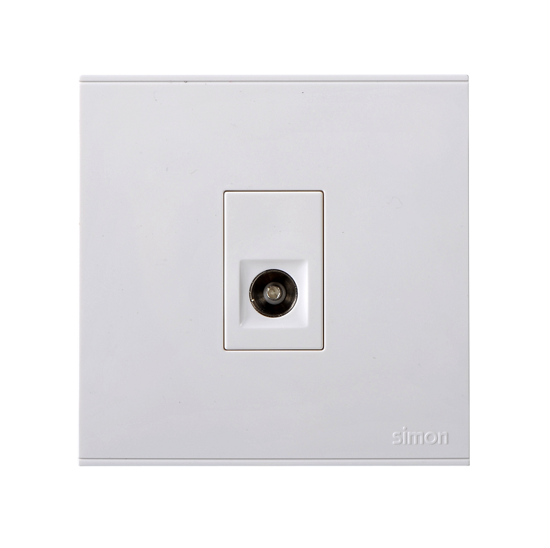 E6- Bộ ổ cắm TV đơn Simon 725111 màu trắng chuẩn đế vuông