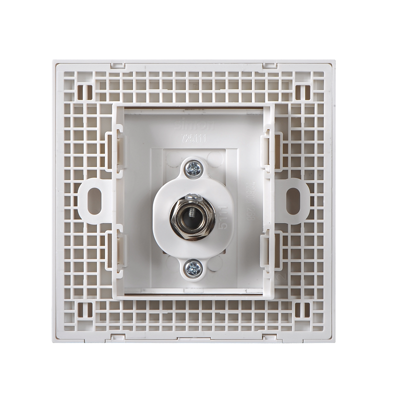 E6- Bộ ổ cắm TV đơn Simon 725111 màu trắng chuẩn đế vuông