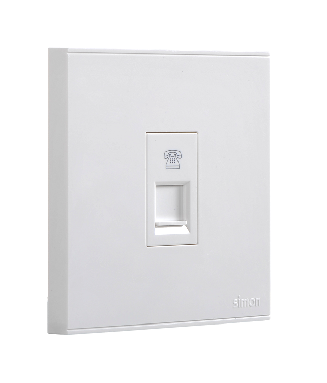 E6- Bộ ổ cắm điên thoại đơn Simon 725214 Màu trắng