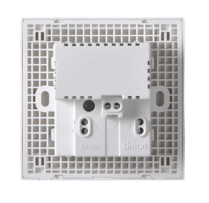 E6- Bộ Ổ cắm đơn đa tiêu chuẩn 10A có cổng sạc USB Simon 72E725 Màu trắng