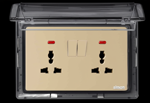 Module ổ cắm đôi 3 chấu đa năng kèm công tắc Simon S6 581081-46 màu Sâm panh