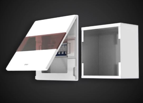 Tủ điện âm tường (tủ aptomat) Simon mặt phẳng, nhựa mờ SET65CS-9AB