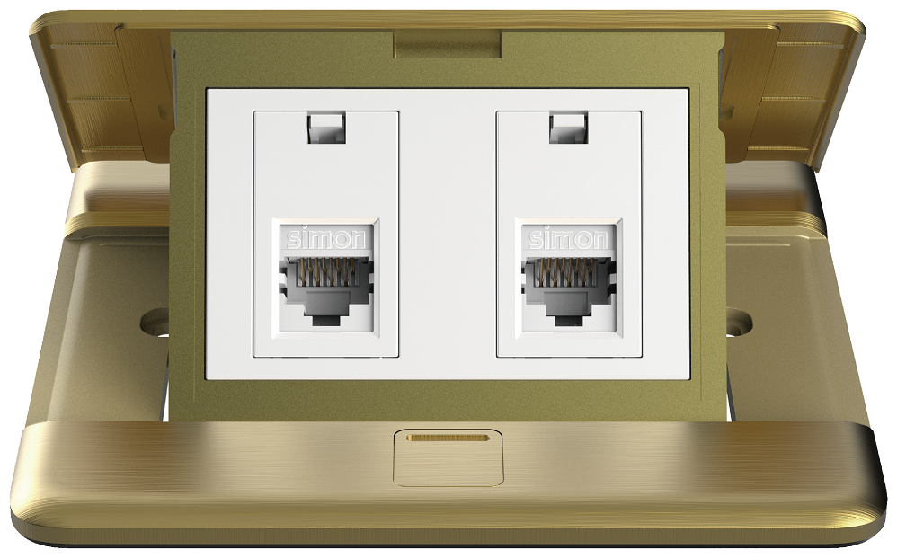 Module Ổ cắm âm sàn Simon ZD015228 hạt mạng đôi màu vàng