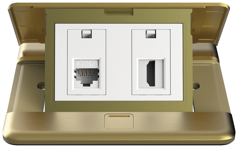 Module Ổ cắm âm sàn Simon ZD015496 Gồm 1 HDMI + Hạt mạng Cat.6 màu vàng