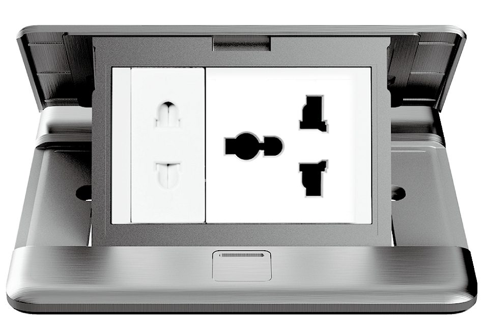 Module Ổ cắm âm sàn đa năng kèm ổ cắm 2 chấu Simon ZD021080 màu Bạc