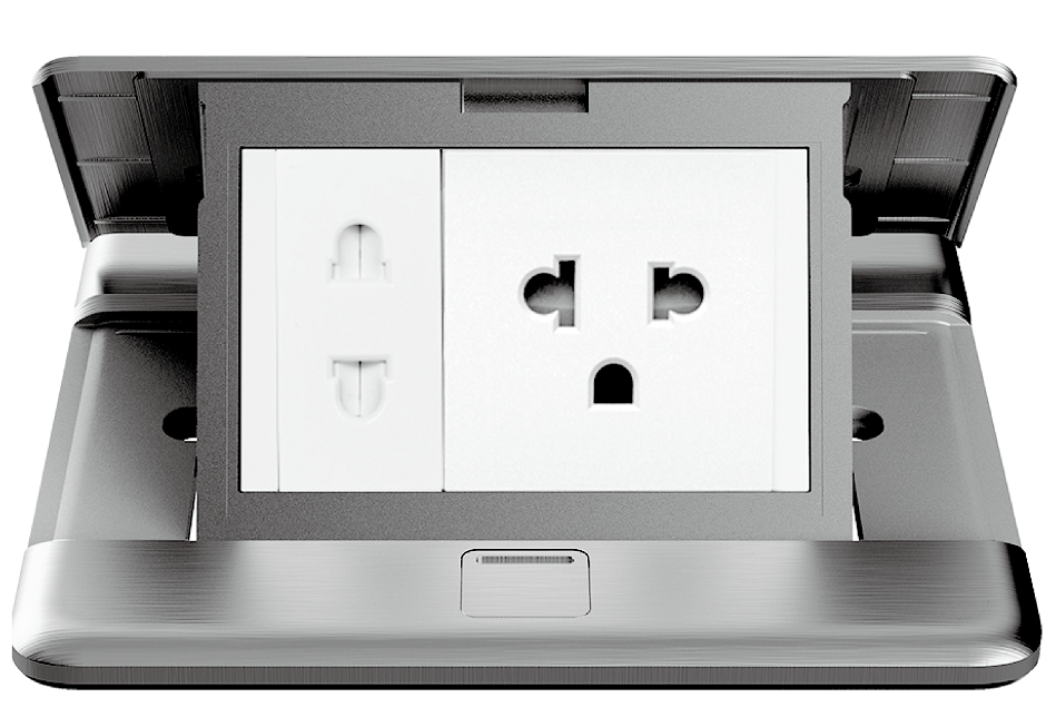 Module Ổ cắm âm sàn Simon ZD021087 gồm 1 ổ cắm 3 chấu thường + 1 ổ 2 chấu màu Bạc