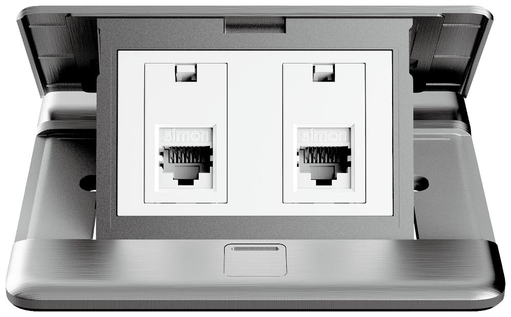 Module Ổ cắm âm sàn Simon ZD025228 gồm 2 ổ mạng Cat.6 màu Bạc