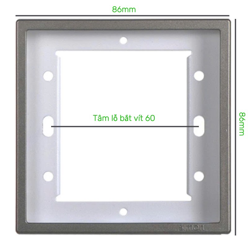 Thông số kĩ thuật Khung viền đơn vuông màu xám Simon i7 - Mã 700610-61