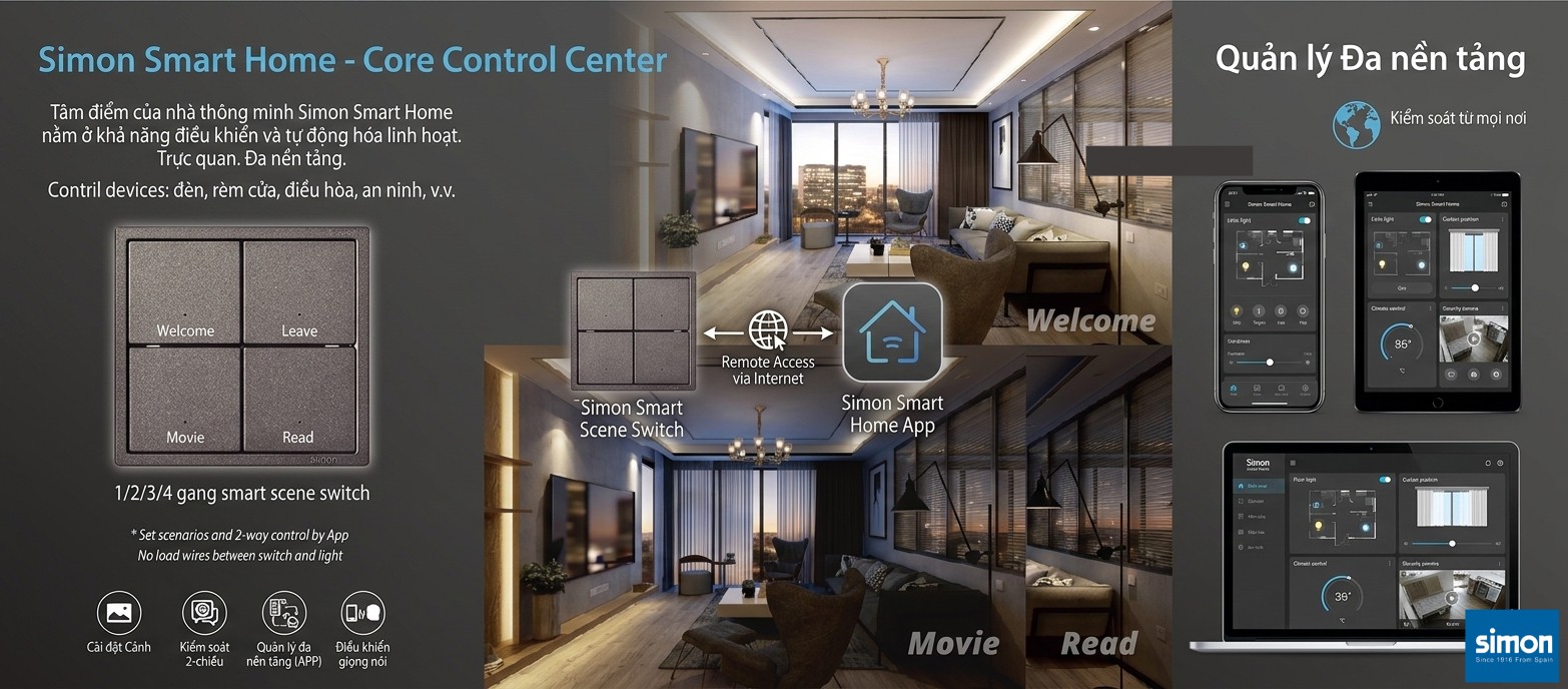 Nhà thông minh Simon Smart Home điều khiển tự động hóa linh hoạt