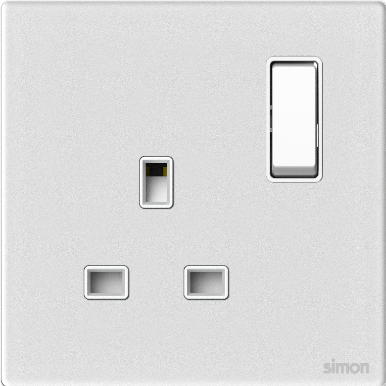 Ổ Cắm Vuông Kiểu Anh Có Công Tắc Simon M7 Gem Màu Trắng - 661383G-4F