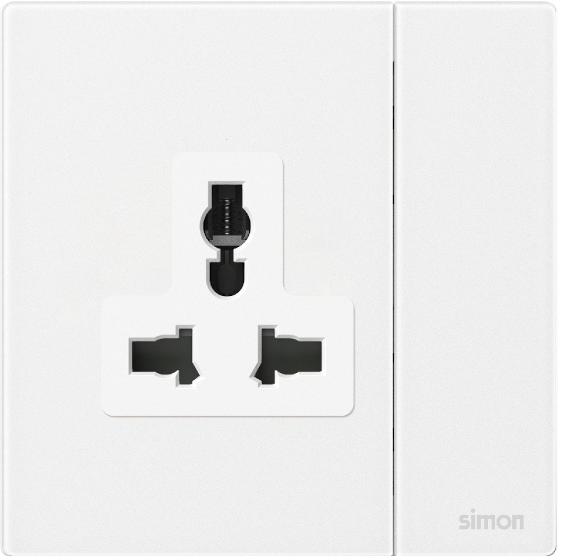 Ổ Cắm 3 Chấu Đa Năng Có Công Tắc Vuông Simon M7 Gem Màu Trắng - 661089G-4F