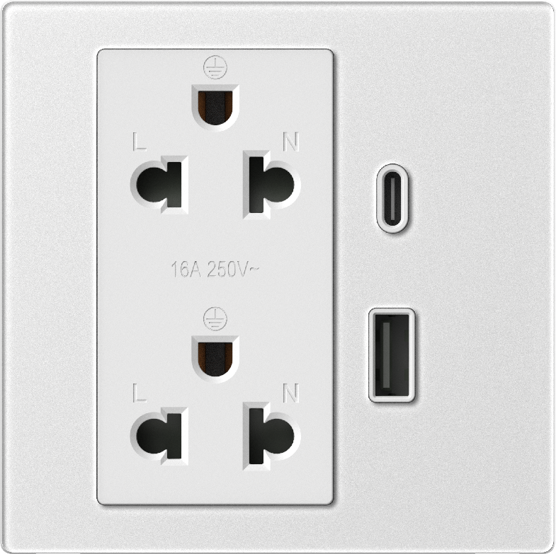 Ổ Cắm Đôi Đa Năng Có Tiếp Địa & Sạc USB A+C Simon M7 Gem Màu Trắng - 66E7251G-4F