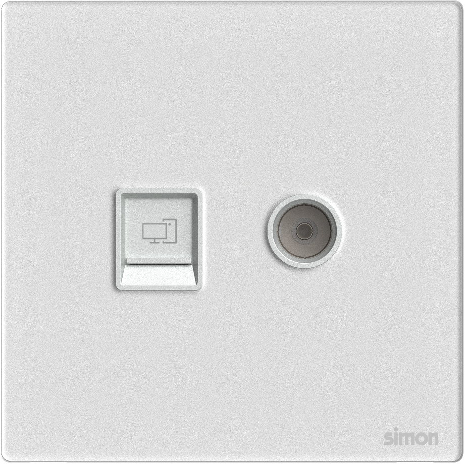 Ổ Cắm Tivi và Mạng Cat6 Simon M7 Gem Màu Trắng - 665302G-4F