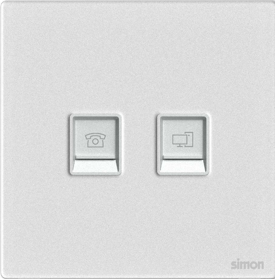 Ổ Cắm Điện Thoại và Mạng Cat6 Simon M7 Gem Màu Trắng - 665229G-4F