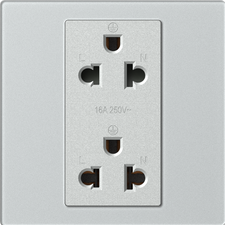 Ổ Cắm Đôi 3 Chấu Đa Năng Vuông Simon M7 Gem Màu Bạc - 661287G-4E