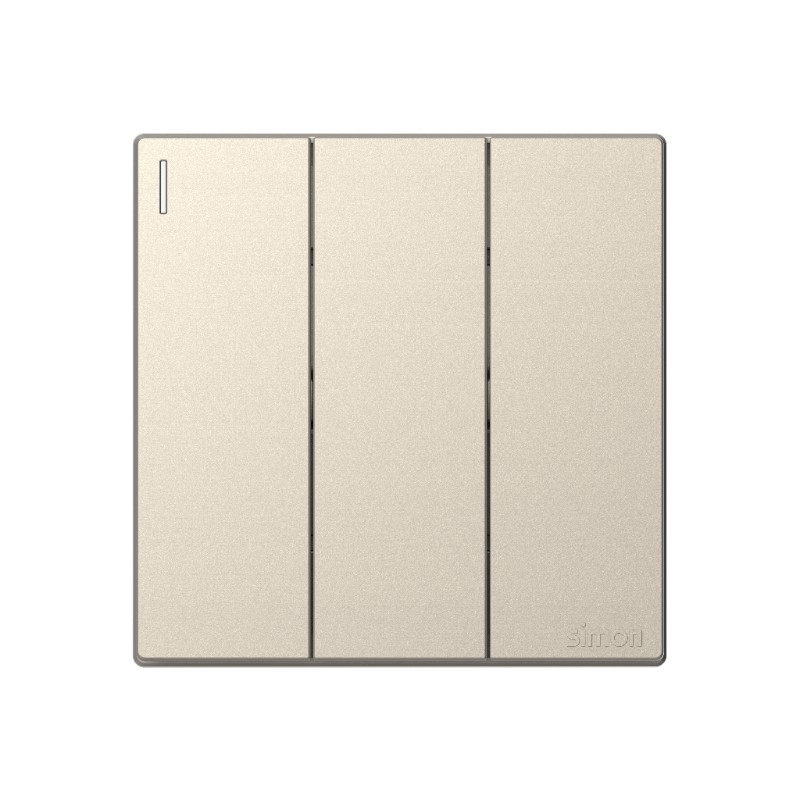 Bộ Công Tắc Ba 1 Chiều Vuông Màu Sâm Panh Simon S6 - 581031-46
