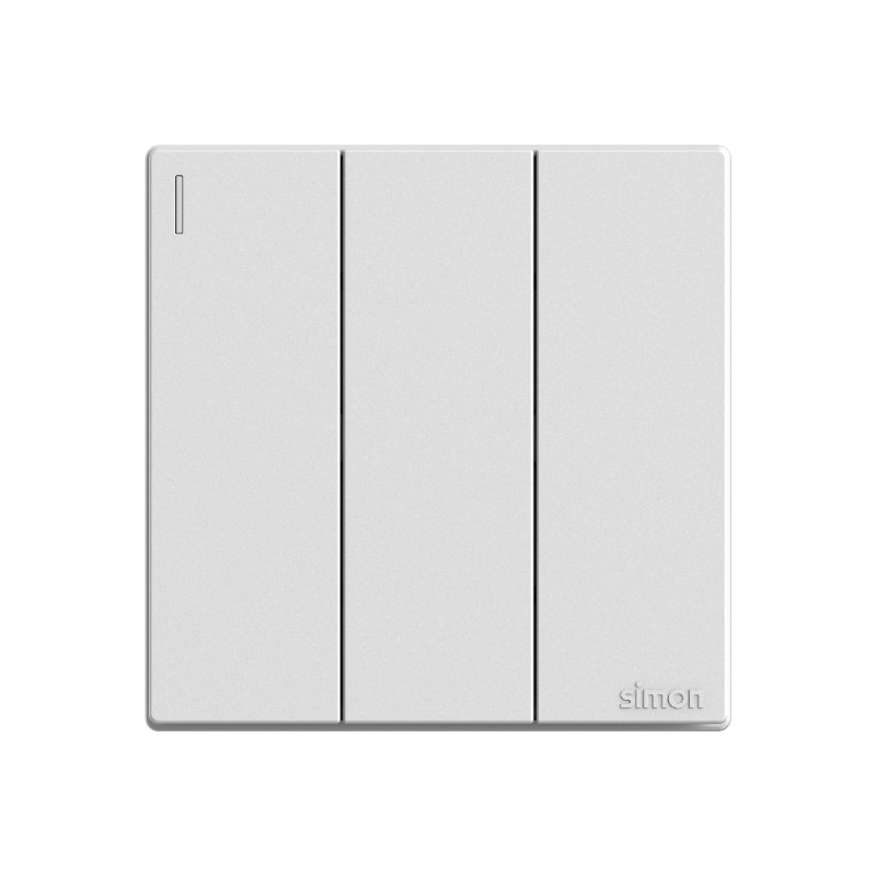 Bộ Công Tắc Ba 1 Chiều Vuông Màu Trắng Simon S6 - 581031