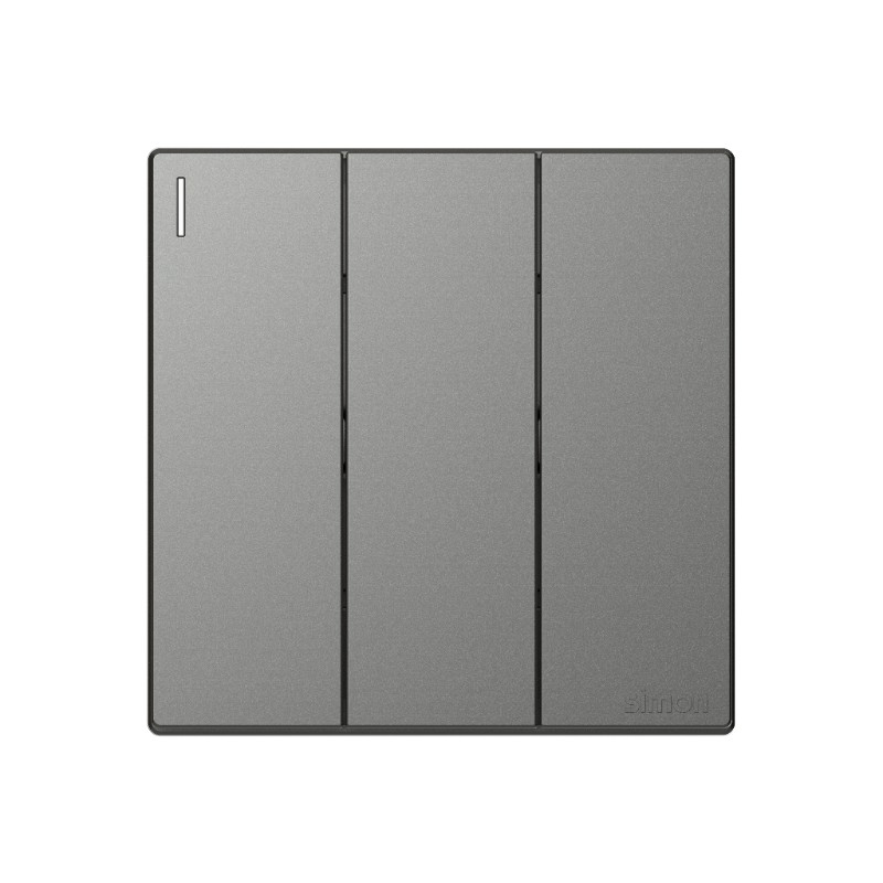 Bộ Công Tắc Ba 1 Chiều Vuông Màu Xám Simon S6 - 581031-61
