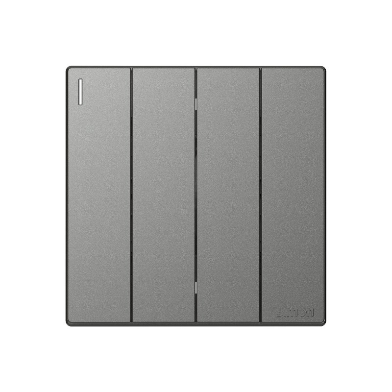 Bộ Công Tắc Bốn 1 Chiều Vuông Màu Xám Simon S6 - 581041-61