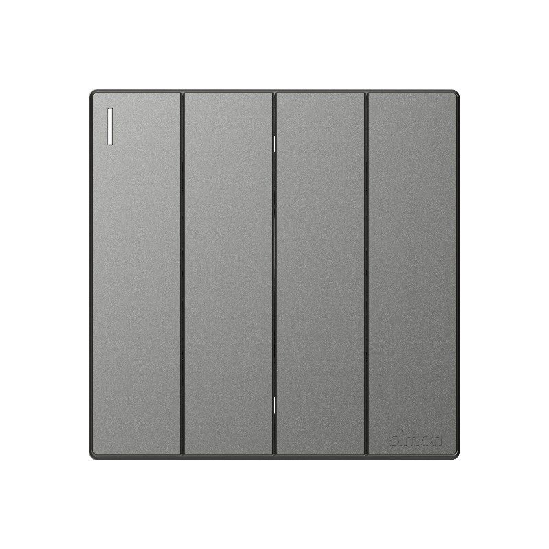 Bộ Công Tắc Bốn 2 Chiều Vuông Màu Xám Simon S6 - 581042-61