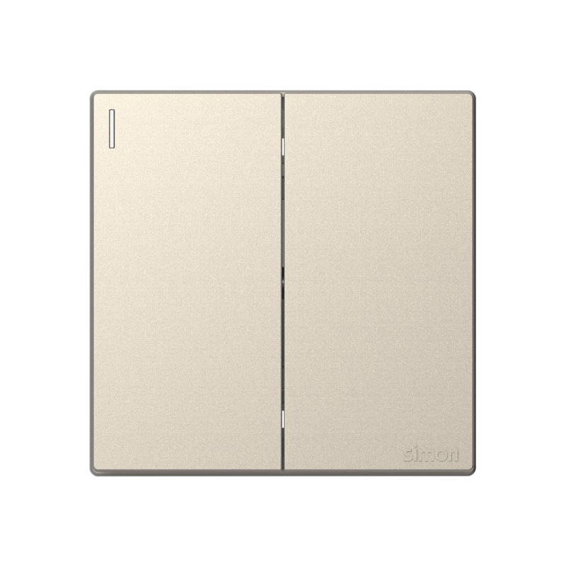 Bộ Công Tắc Đôi 1 Chiều Vuông Màu Sâm Panh Simon S6 - 581021-46