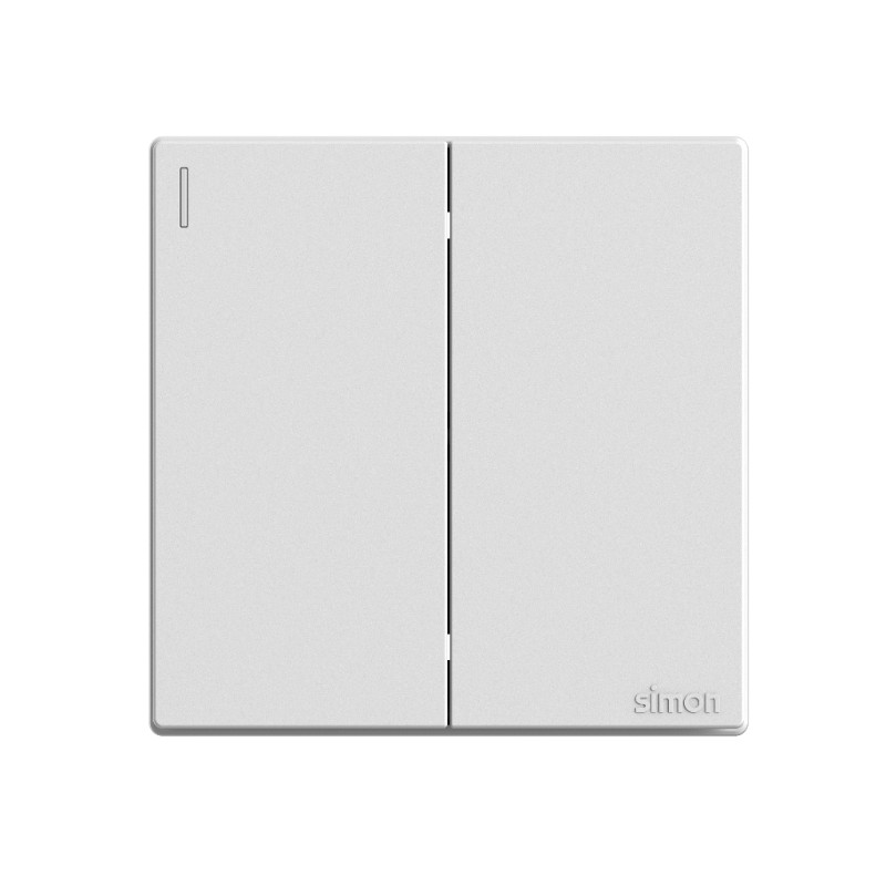 Bộ Công Tắc Đôi 1 Chiều Vuông Màu Trắng Simon S6 - 581021