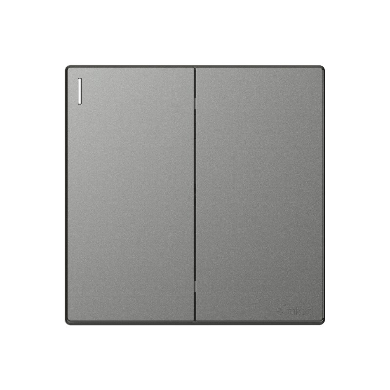 Bộ Công Tắc Đôi 1 Chiều Vuông Màu Xám Simon S6 - 581021-61