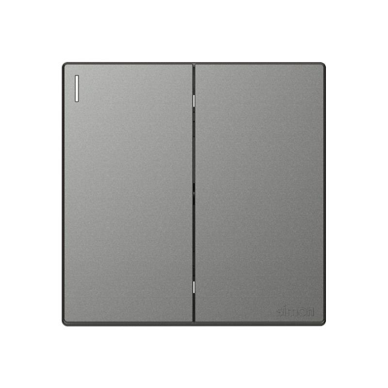 Bộ Công Tắc Đôi 2 Chiều Vuông Màu Xám Simon S6 - 581022-61
