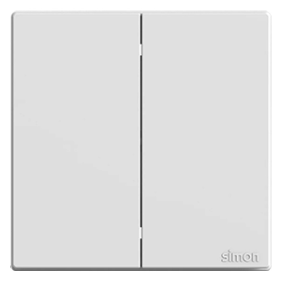 Bộ Công Tắc Đôi Trung Gian Vuông Màu Trắng Simon S6 - 581046