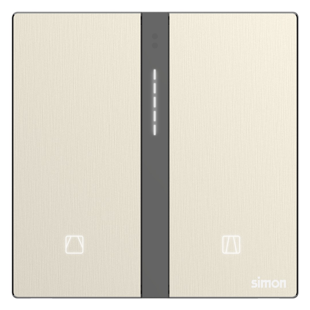 Bộ Công Tắc Rèm Cửa Đơn Thông Minh Simon M7 Metal Smart Màu Vàng Gold - 66E8013MTY-2C
