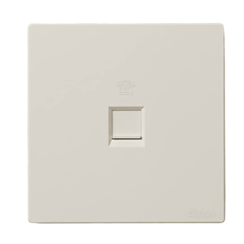 Bộ Ổ Cắm Điện Thoại Đơn RJ11 Chuẩn Vuông Màu Trắng Simon S6 - 585214