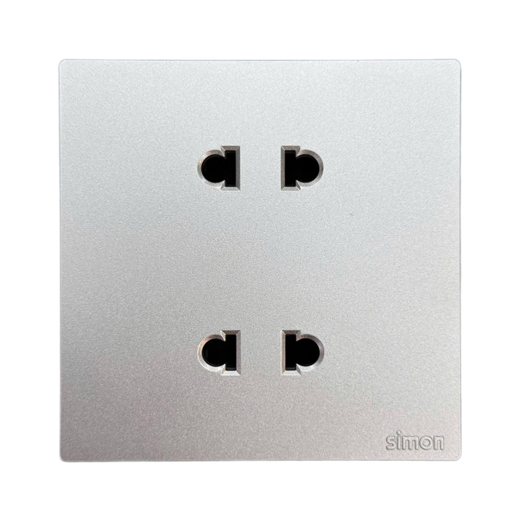 Bộ Ổ Cắm Đôi 2 Chấu Vuông Màu Sâm Panh Simon S6 - 581072-46
