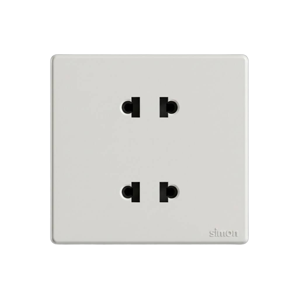 Bộ Ổ Cắm Đôi 2 Chấu Vuông Màu Trắng Simon S6 - 581072
