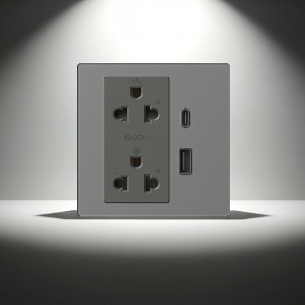 Bộ Ổ Cắm Đôi Đa Năng Kèm Sạc USB A+C Vuông Màu Xám Simon M7 Gem Diamond Gray Mã 66E7251G-4D-Hiệu ứng sương mù 70% Công nghệ quang học tạo lớp sương mờ (Haze effect)