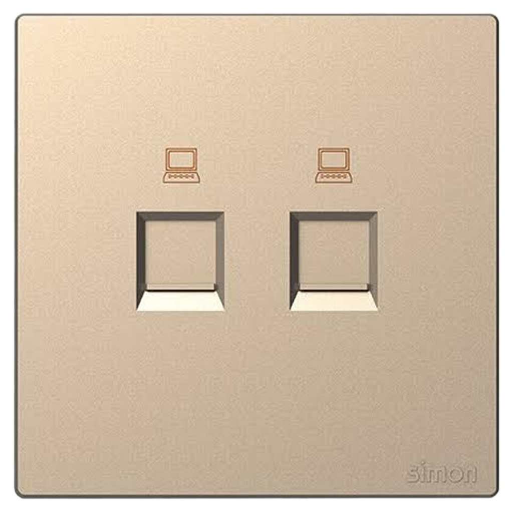 Bộ Ổ Cắm Mạng Đôi CAT6 Vuông Màu Sâm panh Simon S6 - 585228-46