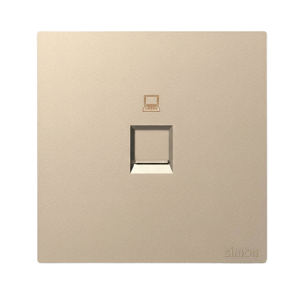 Bộ Ổ Cắm Mạng Đơn CAT6 Vuông Màu Sâm panh Simon S6 - 585218-46